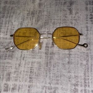 Yellow Octagon Lens Metal Frame Sunglasses